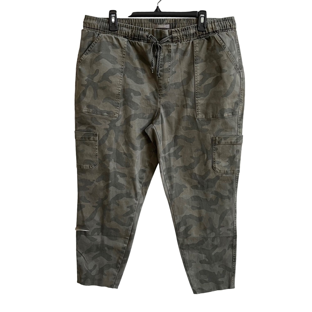 Maurices Camo Cargo Jogger Pants Women XL Short Green Utility Gorpcore Raw Hem